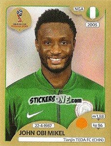 Sticker John Obi Mikel - FIFA World Cup Russia 2018. Gold edition - Panini