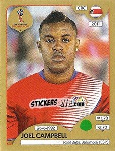 Sticker Joel Campbell - FIFA World Cup Russia 2018. Gold edition - Panini