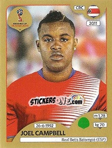 Figurina Joel Campbell - FIFA World Cup Russia 2018. Gold edition - Panini