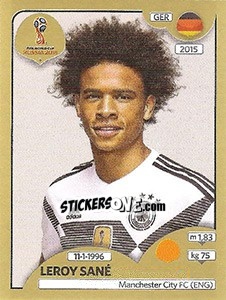 Figurina Leroy Sané - FIFA World Cup Russia 2018. Gold edition - Panini