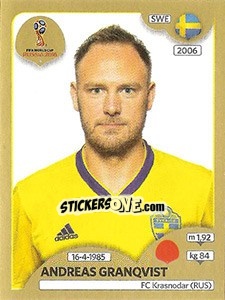 Figurina Andreas Granqvist - FIFA World Cup Russia 2018. Gold edition - Panini