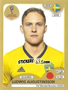 Sticker Ludwig Augustinsson - FIFA World Cup Russia 2018. Gold edition - Panini