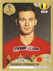 Sticker Thomas Vermaelen - FIFA World Cup Russia 2018. Gold edition - Panini