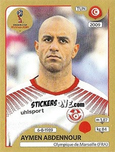 Sticker Aymen Abdennour - FIFA World Cup Russia 2018. Gold edition - Panini