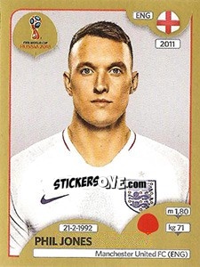 Cromo Phil Jones - FIFA World Cup Russia 2018. Gold edition - Panini