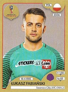 Cromo Lukasz Fabiański - FIFA World Cup Russia 2018. Gold edition - Panini