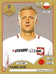 Sticker Kamil Glik - FIFA World Cup Russia 2018. Gold edition - Panini