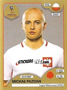 Figurina Michał Pazdan - FIFA World Cup Russia 2018. Gold edition - Panini