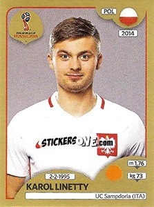 Sticker Karol Linetty - FIFA World Cup Russia 2018. Gold edition - Panini