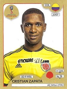 Sticker Cristián Zapata - FIFA World Cup Russia 2018. Gold edition - Panini