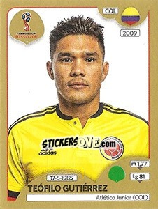 Sticker Teófilo Gutiérrez - FIFA World Cup Russia 2018. Gold edition - Panini