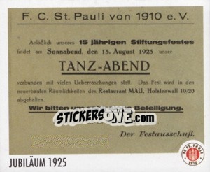 Sticker Jubiläum 1925 - St. Pauli 2010-2011 - Panini