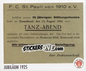 Figurina Jubiläum 1925 - St. Pauli 2010-2011 - Panini