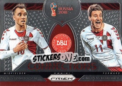 Figurina Christian Eriksen / Nicklas Bendtner - FIFA World Cup Russia 2018. Prizm - Panini