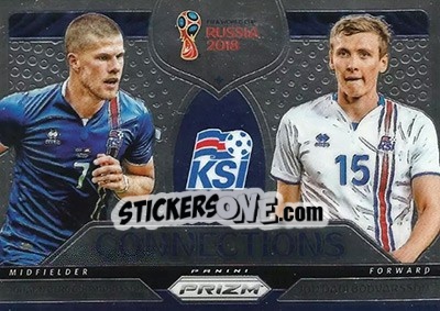 Sticker Jon Dadi Bodvarsson / Johann Berg Gudmundsson - FIFA World Cup Russia 2018. Prizm - Panini