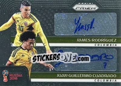Sticker James Rodriguez / Juan Guillermo Cuadrado - FIFA World Cup Russia 2018. Prizm - Panini