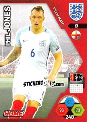 Sticker Phil Jones - England 2018. Adrenalyn XL n. 9 - Panini