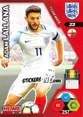 Sticker Adam Lallana - England 2018. Adrenalyn XL n. 23 - Panini