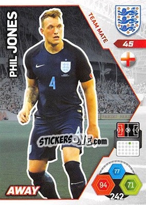 Sticker Phil Jones - England 2018. Adrenalyn XL n. 45 - Panini