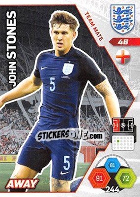 Sticker John Stones - England 2018. Adrenalyn XL n. 46 - Panini