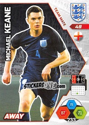 Figurina Michael Keane - England 2018. Adrenalyn XL - Panini