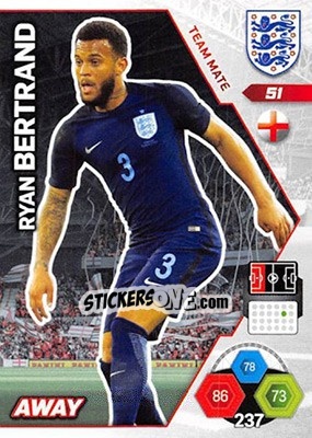Sticker Ryan Bertrand - England 2018. Adrenalyn XL n. 51 - Panini