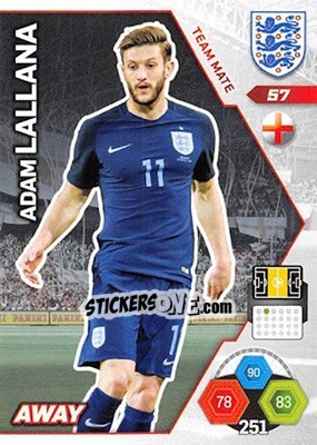 Sticker Adam Lallana - England 2018. Adrenalyn XL n. 57 - Panini