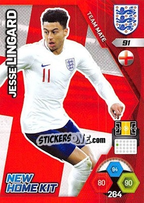 Sticker Jesse Lingard - England 2018. Adrenalyn XL n. 91 - Panini