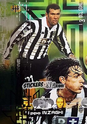 Sticker Juventus (Zidane / Inzaghi) - Calcio Cards 1999-2000. Serie 2 n. 87 - Panini