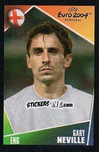 Sticker Gary Neville - UEFA Euro Portugal 2004. Pocket Collection - Panini