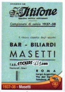 Figurina 1937-38 - Masetti in calendario - AS Roma 2012-2013 - Erredi Galata Edizioni