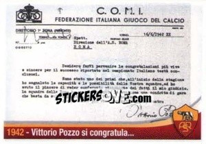 Sticker 1942 - Vittorio Pozzo so congratula... - AS Roma 2012-2013 - Erredi Galata Edizioni
