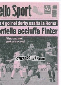 Cromo 8 Marzo 2002 - Cinquina nel Derby (puzzle 2) - AS Roma 2014-2015 - Erredi Galata Edizioni