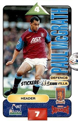 Sticker Paul McGrath - Squads Premier League 1995-1996 - Subbuteo