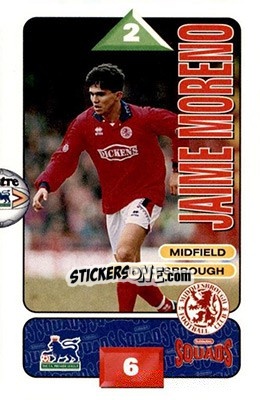 Sticker Jaime Moreno - Squads Premier League 1995-1996 n. 168 - Subbuteo
