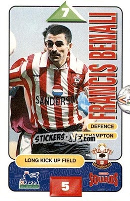 Sticker Francis Benali - Squads Premier League 1995-1996 - Subbuteo