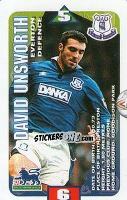 Cromo David Unsworth - Squads Premier League 1996-1997 - Subbuteo