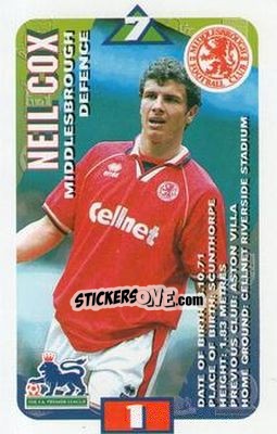 Sticker Neil Cox - Squads Premier League 1996-1997 - Subbuteo