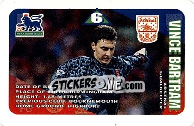 Sticker Vince Bartram - Squads Premier League 1996-1997. Pro Edition n. 7 - Subbuteo