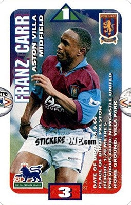 Sticker Franz Carr - Squads Premier League 1996-1997. Pro Edition - Subbuteo