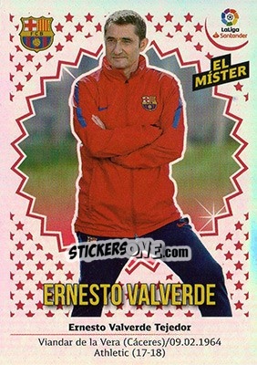 Sticker ENTRENADOR FC BARCELONA - Ernesto Valverde (8) - Liga Spagnola 2018-2019 n. 8 - Colecciones ESTE