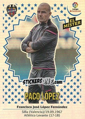 Cromo ENTRENADOR LEVANTE - Paco López (26) - Liga Spagnola 2018-2019 - Colecciones ESTE