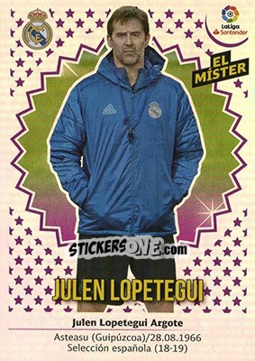 Sticker ENTRENADOR REAL MADRID - Julen Lopetegui (28) - Liga Spagnola 2018-2019 n. 28 - Colecciones ESTE