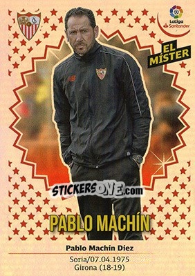 Sticker ENTRENADOR SEVILLA - Pablo Machín (34) - Liga Spagnola 2018-2019 n. 34 - Colecciones ESTE