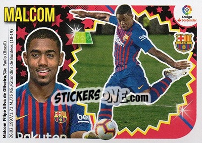 Sticker 17 Malcom (FC Barcelona) - Liga Spagnola 2018-2019 n. 727 - Colecciones ESTE