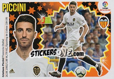 Sticker 26 Piccini (Valencia CF) - Liga Spagnola 2018-2019 n. 736 - Colecciones ESTE