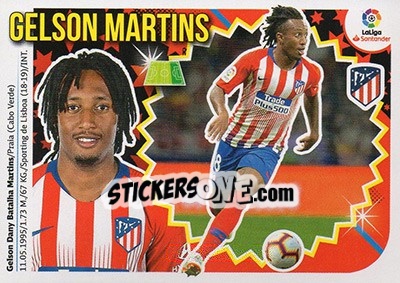 Sticker 34 Gelson Martins (Atlético de Madrid) - Liga Spagnola 2018-2019 n. 744 - Colecciones ESTE