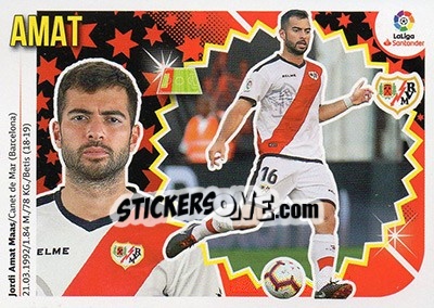 Sticker 41 Amat (Rayo Vallecano) - Liga Spagnola 2018-2019 - Colecciones ESTE