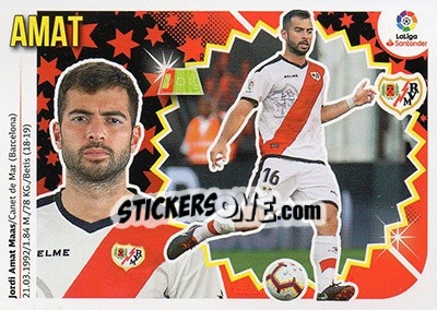 Sticker 41 Amat (Rayo Vallecano) - Liga Spagnola 2018-2019 n. 751 - Colecciones ESTE