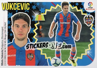 Sticker 51 Vukcevic (Levante UD) - Liga Spagnola 2018-2019 - Colecciones ESTE